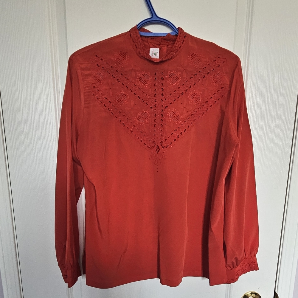 Elegant Red Lace Women's Top